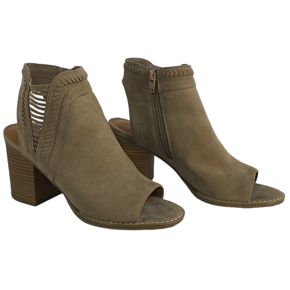 9.5 Suede Peep,Toe Bootie Taupe Jazlyn Boho Western Block Heel Universal Thread